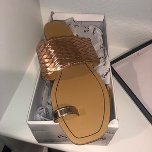 NWT- Rose Gold Woven Sandals